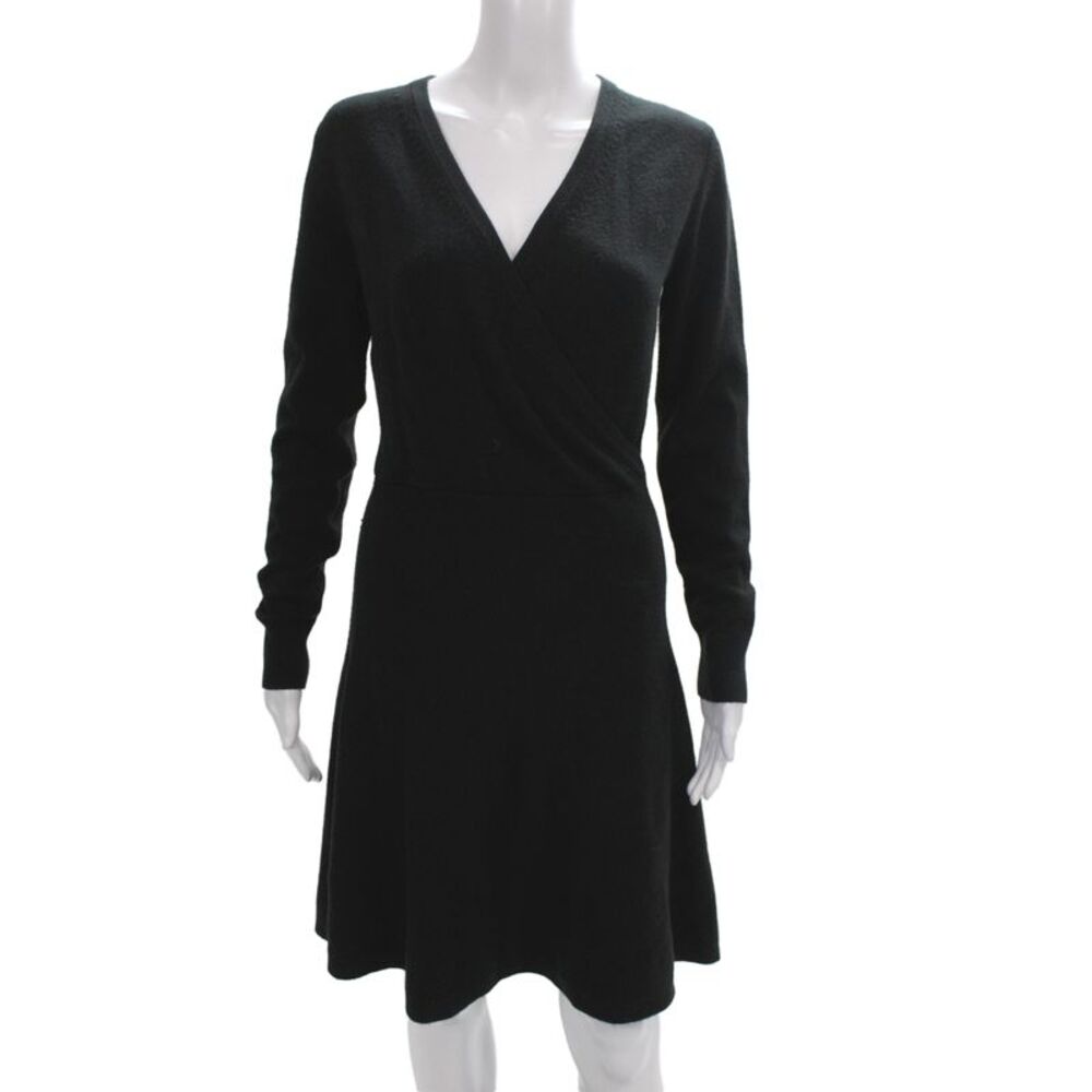 French Connection Womens Sweater Dress Black V Neck Long Sleeve Size M